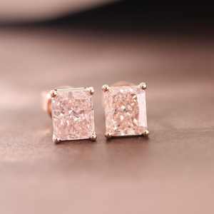 Pendientes Cuadrados de Plata de Ley S925 con Baño de Rodio, Pendientes de Diamantes Moissanite VVS de Lujo Cultivados en Laboratorio para Mujer - Product Image 1