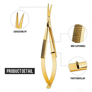 Ciseaux à micro-spring à lame courbée de haute qualité en acier inoxydable durable pour extensions de cils et soins des sourcils, logo personnalisé - Product Image 3