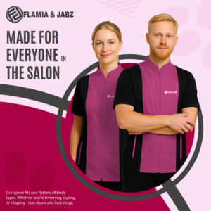 FLAMIA & JABZ Unisex Short Sleeve Work Jacket <b>Light</b> Blue Black Cotton Eco-Friendly Modern Style Convenient Design for <b>Dogs</b> Cats - Product Image 2