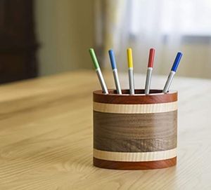 Wooden <b>Desk</b> Pen Holder with <b>Rustic</b> Charm Stylish Wooden Stationery Organizer for Office Durable Wooden Pen Holder for Daily Use - Product Image 3