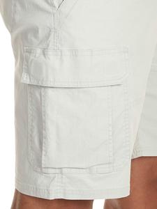 Shorts cargo gris clair pour homme, taille mi-haute, fermeture boutonnée, tissu Oxford, style décontracté Bermuda avec poches, respirant, 100% coton - Product Image 6