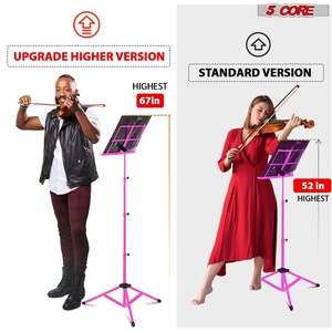 Support de musique 5-en-1 réglable pour bureau, porte-partitions portable, support de livre pliable tout en métal - Product Image 2
