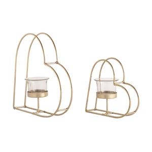 Ensemble de porte-bougies en forme de cœur doré, fait main, écologique, durable, en fer, pour la décoration de la maison, pour la Saint-Valentin - Product Image 3