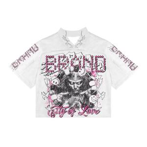 Wholesale New Mesh Breathable 260G Oversized Double Yarn Cotton Short Sleeved T-<b>shirt</b> Men's Contrasting Color <b>Patchwork</b> Retro - Product Image 4