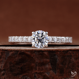 Classic Round Lab Diamond <b>Ring</b> 0.50CT Cathedral Pave Band IGI Certified 10K White Gold <b>Dainty</b> Engagement <b>Ring</b> - Product Image 1