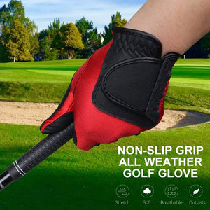 Guante de Golf para Hombre, Mano Izquierda, para Golfistas Diestros, Cuero Sintético con Fibra de Lycra, Cierre Ajustable, Negro y Rojo - Product Image 4