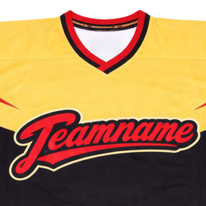 Maillot de hockey sur glace personnalisé jaune et noir par sublimation, uniforme de hockey professionnel respirant pour homme, équipement de match - Product Image 5