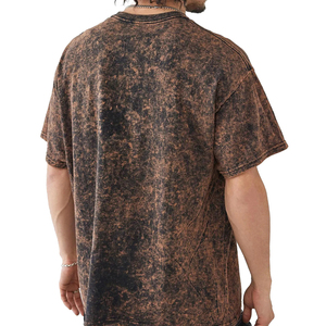 Camisetas con lavado ácido, impresión de logotipo personalizado, camisetas para hombre con textura desgastada, tela de algodón transpirable, corte relajado, estilo cuello redondo - Product Image 5