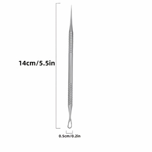 Aiguille d'extraction de points noirs et d'acné de précision, 14 cm, en acier inoxydable, double extrémité, outil de soin du visage - Product Image 1