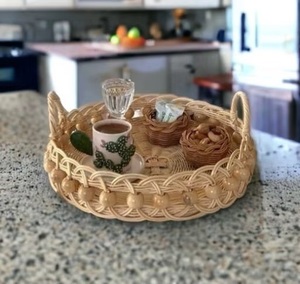 Unique Handmade Classic Single <b>Bamboo</b> Rattan Eco-Friendly Multifunction Decorative Serving Tray Handles for Tableware Beverage - Product Image 4