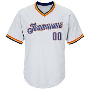 Camiseta de Béisbol Blanca Personalizada con Cuello en V para Hombre, Manga Corta, Nombre del Equipo Impreso, Ropa Deportiva de Poliéster que Absorbe la Humedad - Product Image 5
