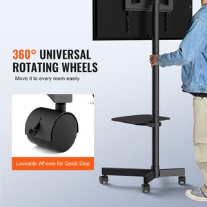 Supporto TV Portatile con Ruote, Altezza Regolabile, Carrello Mobile per TV da 23 a 60 Pollici, Vassoio Compatibile fino a 32 Pollici - Product Image 5