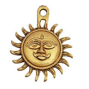Décoration murale en laiton sculpté en forme de soleil, style vintage, pour entrée de maison ou salon - Product Image 1