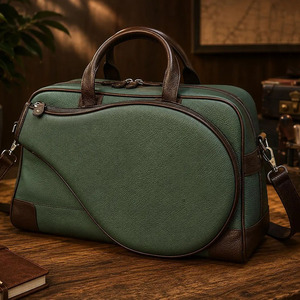 Bolsa de Viaje de Cuero Genuino Premium con Cierre de Cremallera, Porta Palas de Pickleball Protector, Compartimentos Seguros, Ideal para Viajes - Product Image 3