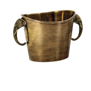 Seau à glace vintage en métal rond avec poignées en forme d'éléphant, résistant à la rouille, pour les fêtes, les bars, les hôtels et la conservation des bouteilles de vin. - Product Image 1
