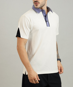 Vente en gros OEM directe usine, logo personnalisé, haute qualité, 220 GSM, 100% coton premium, tricoté uni, col à revers color block, pour hommes - Product Image 4