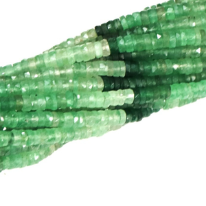 Cuentas Heishi de Piedra Preciosa Verde Fresa: Corte en Forma de Rueda Facetada, 5-7mm - Product Image 6