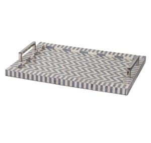 Dernier design et plateau de service de qualité supérieure en résine noire naturelle incrustée d'os pour la maison, les restaurants et les hôtels - Product Image 1