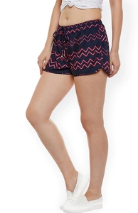 Shorts pour femmes à motif géométrique imprimé, taille mi-haute, élastique, en polyester tricoté, décontracté, coupe régulière, respirant - Product Image 2