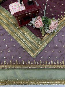 Indian Trending Beautiful Designer Saree Faux Georgette Impresión digital Trabajo Saree para mujeres Fiesta y boda Desgaste al por mayor - Product Image 4