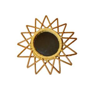Handcrafted Bamboo Cane <b>Mirror</b> Round Rattan Wall <b>Mirror</b> Rustic Farmhouse Home Decoration Framed Round Design - Product Image 1
