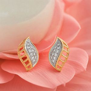 ต่างหูเพชรทรงใบไม้สีเหลืองทองที่เพาะเลี้ยงในห้องปฏิบัติการ - Product Image 3