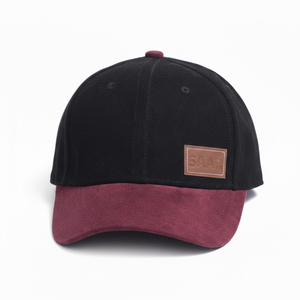 Casquette de baseball en daim avec logo personnalisé, luxe noir et bordeaux, style vintage, sportive, ajustable, chapeau de sport - Product Image 2