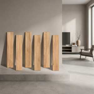 Modern Wood Plank 200x1200mm Glossy Porcelain Floor Tiles 12mm Thick Non-Slip Long Strip Natural Timber Design - Product Image 1