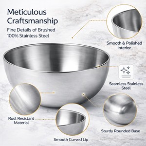 ชามครัวอเนกประสงค์สแตนเลส |   ชามผสม |   ชามเสิร์ฟและเตรียมอาหาร |   ชามเหล็กทนทานต่อการเกิดสนิม |   สีเงิน 20 ซม. - Product Image 4
