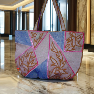 Bolso de Noche Grande de Lujo para Mujer, Diseño Bohemio Tipo Cubo, Hecho a Mano con Cuentas y Lentejuelas, Bolso de Compras de Poliéster con Cierre Personalizado - Product Image 1