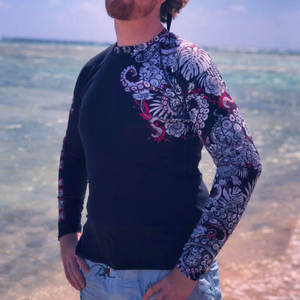 Rashguard unisexe à fermeture éclair, manches longues, respirant, séchage rapide, en jersey imprimé polyester/nylon écologique pour la gym, l'entraînement et le surf - Product Image 4