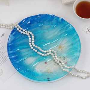 Modern Decorative <b>Rectangle</b> Resin Serving Trays with Gold and Silver Metal Handles for <b>Coffee</b> <b>Table</b> and Jewelry Display - Product Image 4