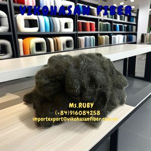 Fibre 100 % recyclée 6D noire solide et sèche, très demandée, de l'usine Vikohasan et fibre GRS pour la fabrication de fil non tissé et de géotextile. - Product Image 2