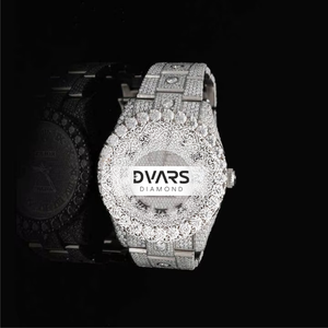 Reloj de Pulsera de Lujo con Cuarzo, Aleación, Cristal con Incrustaciones de Diamantes Moissanite Color D VVS1, Esfera con Agujas, 20mm, Unisex, Resistente al Agua - Product Image 1