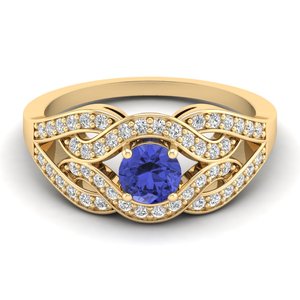 Bagues de fiançailles REYES en or massif 14 carats de haute qualité avec moissanite, bijoux de mariage élégants avec pierre précieuse tanzanite pour femmes - Product Image 1