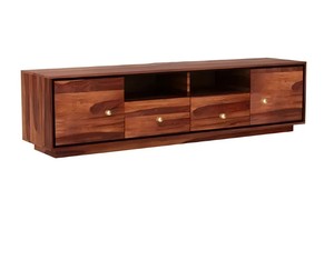 Contemporary Solid Wood Media Cabinet | 65 Inch Wooden TV Console <b>Table</b> | B2B Wholesale India - Product Image 2