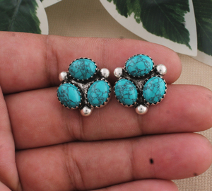 Pendientes de Plata de Ley 925 Vintage con Turquesa en Forma de Gota, Diseño de Tres Piedras Agrupadas, Joyería de Regalo para Mujer, Venta al por Mayor - Product Image 2