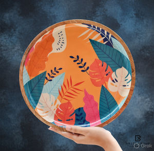 Bandeja de madera con diseño artesanal recién elaborado, bandeja de madera con estampado en esmalte, bandeja de esmalte, bandeja impresa a un precio muy bajo - Product Image 4