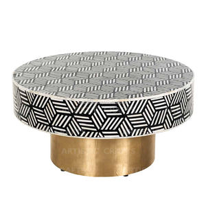 Table basse décorative de maison de meubles de salon d'incrustation d'os de motif géométrique à la mode par l'artisanat artistique - Product Image 1