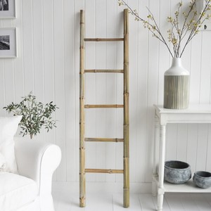 Sustainable wooden <b>ladder</b> handcrafted bamboo <b>ladders</b> versatile accessory for bedroom bathroom - Product Image 1