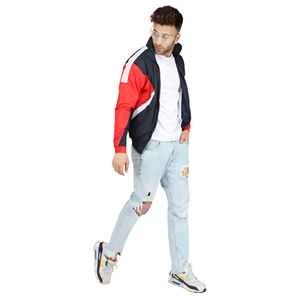 Red <b>White</b> Color Block Men's Windbreaker Jacket <b>Zip</b> <b>Up</b> Lightweight Outerwear for Streetwear - Product Image 2