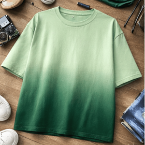 T-shirt oversize décontracté en coton épais 240 GSM, effet ombré, style streetwear personnalisé, toucher doux - Product Image 1