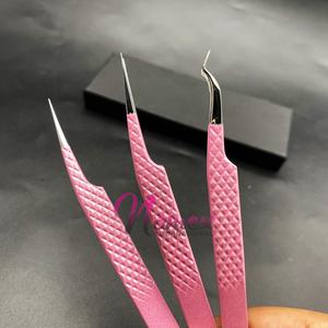 Durable En Acier Inoxydable Professionnel Anti-Bactérien Léger Faux Cils Extension Double Angle Cils Pince À Épiler Bébé - Product Image 5