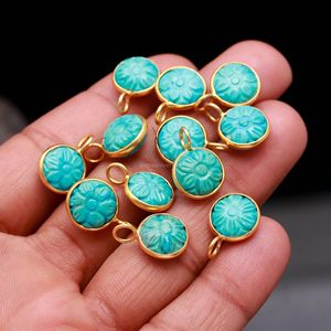 Colgante de piedra preciosa tallada a mano con flor de turquesa azul AAA, dije de plata de ley 925 con piedra turquesa para fabricación de joyas al por mayor - Product Image 5