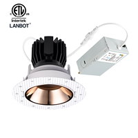 Lanbot ETL Listed 2'' 3'' 4'' 12w 15w 18w 20w Downlight LED encastré sans rebord pour plafonds en rénovation et construction neuve