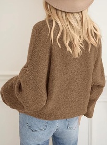 Pull-over en tricot à col rond pour femme Shagaf Sports Wear, couleur unie, manches longues, décontracté pour l'automne, 52% polyester recyclé, 220g, à enfiler - Product Image 5