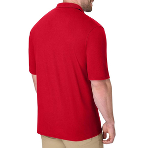 <b>Men's</b> <b>Red</b> Short Sleeve Cotton Pique <b>Polo</b> <b>Shirt</b> Casual Breathable Knitted Solid Color Regular Fit - Product Image 4