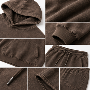 Conjunto de Sudadera Oversize con Lavado Ácido y Pantalones Anchos, Estilo Vintage Unisex, OEM ODM, Ropa Personalizada al por Mayor - Product Image 5