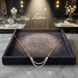 Mangalsutra en or rose 14 carats avec diamant de laboratoire 0,62 ct, taille EF, clarté VS-SI, bijoux de luxe pour femmes, cadeau d'anniversaire ou de fête - Product Image 3