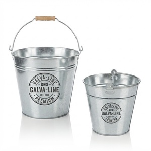 Wholesale Premium Galvanized Iron <b>Bucket</b> Set with Wood Handle Customizable Corporate Gift <b>Tin</b> Pail Container In Cheap Price - Product Image 1